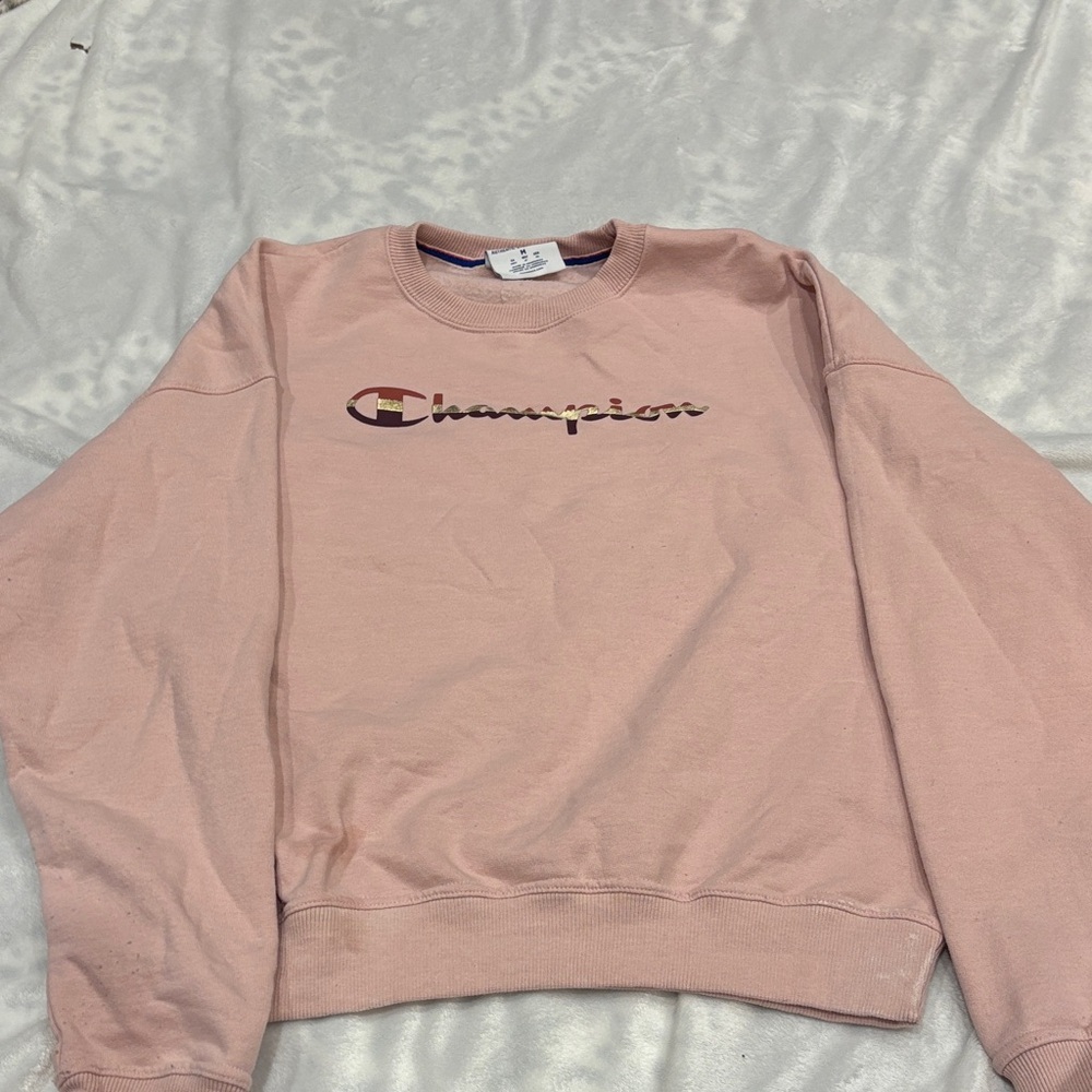 Champion Women's Light Pink Crew Neck Sweater